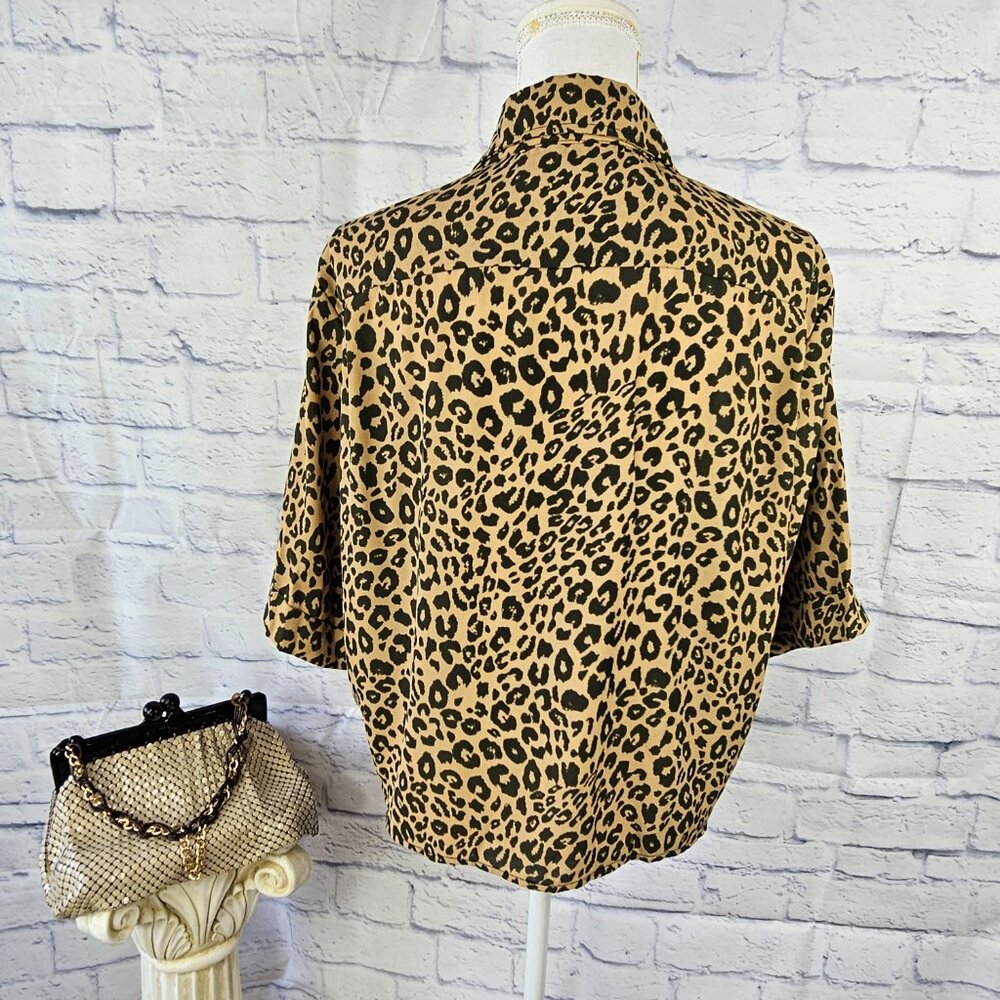Sanctuary Size S Tan Leopard Print Button Up Drop… - image 5